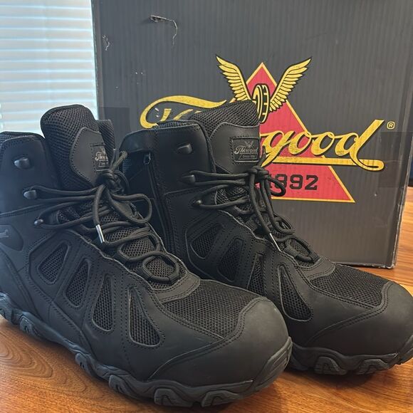 Thorogood Black 6” Crosstrex Side Zip Comp Toe Work Utility Boot Size 14 Wide - Picture 2 of 12